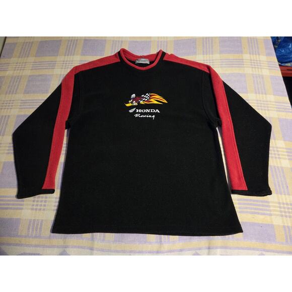Vtg Honda Racing Woody Sweatshirt Medium Elements Fleece Embroidered 90s Y2k - Picture 2 of 8